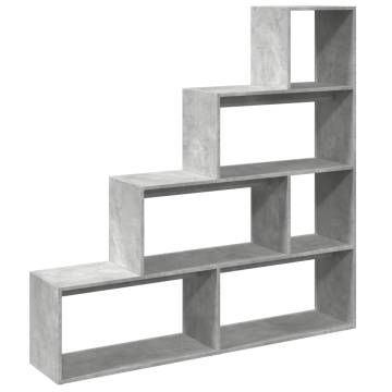  Room Divider Bookcase 4-Tier Concrete Grey 143.5x29x143.5 cm Engineered Wood