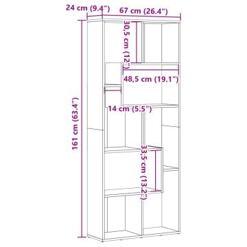  Bookcase Old Wood 67x24x161 cm Engineered Wood