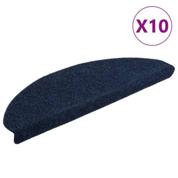  Self-adhesive Stair Mats 10 pcs Navy 65x21x4 cm Needle Punch