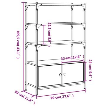 Bookcase 3-Tier Grey Sonoma 70x30x109.5 cm Engineered Wood