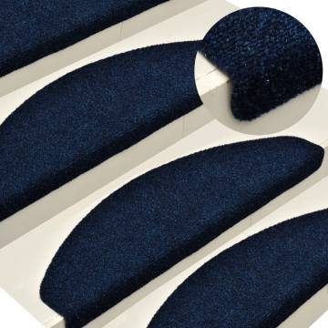  Self-adhesive Stair Mats 10 pcs Navy 56x17x3 cm Needle Punch