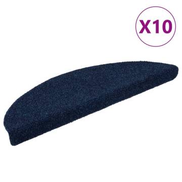  Self-adhesive Stair Mats 10 pcs Navy 56x17x3 cm Needle Punch