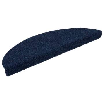  Self-adhesive Stair Mats 10 pcs Navy 56x17x3 cm Needle Punch