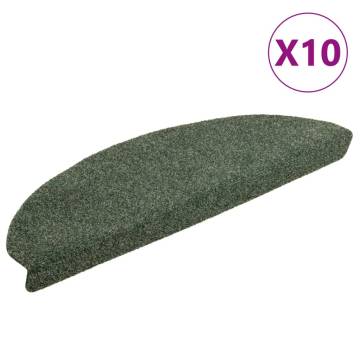  Self-adhesive Stair Mats 10 pcs Green 65x21x4 cm Needle Punch