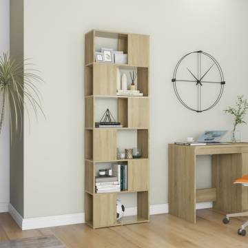  Book Cabinet Room Divider Sonoma Oak 60x24x186 cm Engineered Wood