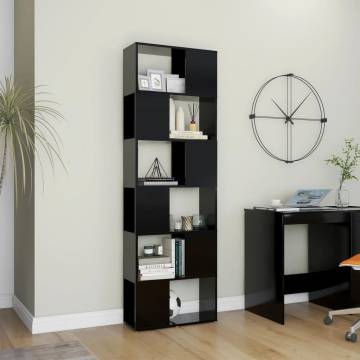  Book Cabinet Room Divider Black 60x24x186 cm Engineered Wood