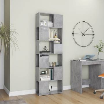  Book Cabinet Room Divider Concrete Grey 60x24x186 cm Engineered Wood