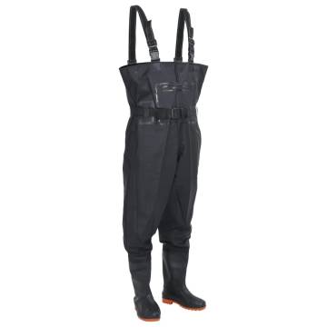  Chest Waders with Boots and Belt Black Size 41