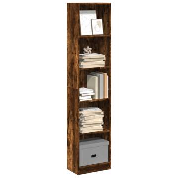  Bookcase Smoked Oak 40x24x176 cm Engineered Wood