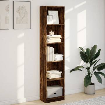  Bookcase Smoked Oak 40x24x176 cm Engineered Wood