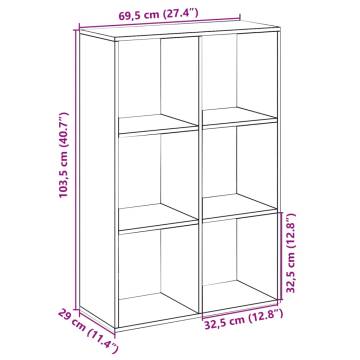  Room Divider Bookcase Black 69.5x29x103.5 cm Engineered Wood