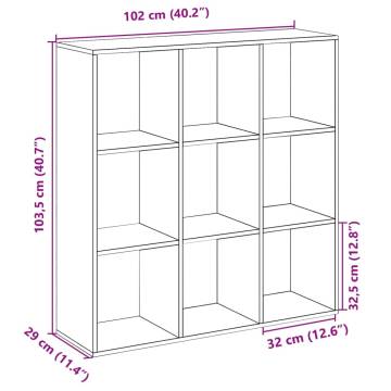  Room Divider Bookcase Brown Oak 102x29x103.5 cm Engineered Wood