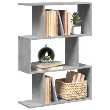  Room Divider Bookcase 3-Tier Concrete Grey 70x24x97 cm Engineered Wood