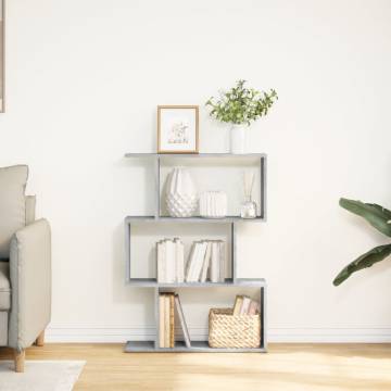  Room Divider Bookcase 3-Tier Concrete Grey 70x24x97 cm Engineered Wood