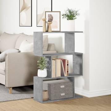  Room Divider Bookcase 3-Tier Concrete Grey 70x24x97 cm Engineered Wood