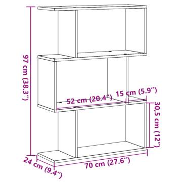  Room Divider Bookcase 3-Tier Concrete Grey 70x24x97 cm Engineered Wood