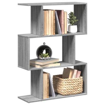  Room Divider Bookcase 3-Tier Grey Sonoma 70x24x97 cm Engineered Wood