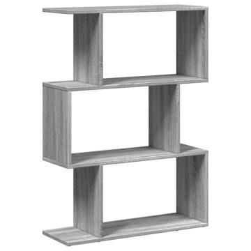  Room Divider Bookcase 3-Tier Grey Sonoma 70x24x97 cm Engineered Wood