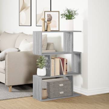  Room Divider Bookcase 3-Tier Grey Sonoma 70x24x97 cm Engineered Wood