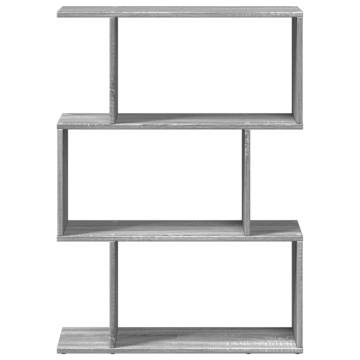  Room Divider Bookcase 3-Tier Grey Sonoma 70x24x97 cm Engineered Wood