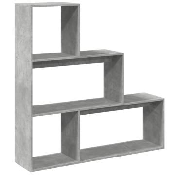  Room Divider Bookcase 3-Tier Concrete Grey 123x29x123 cm Engineered Wood