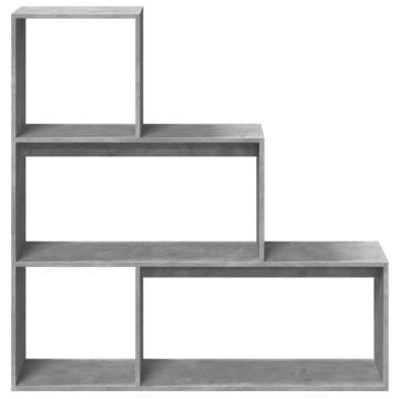  Room Divider Bookcase 3-Tier Concrete Grey 123x29x123 cm Engineered Wood