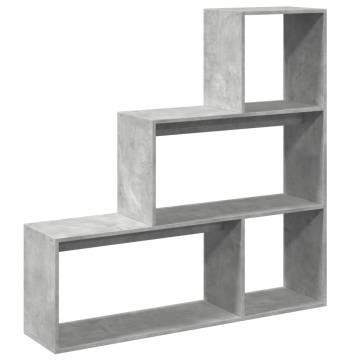  Room Divider Bookcase 3-Tier Concrete Grey 123x29x123 cm Engineered Wood