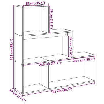  Room Divider Bookcase 3-Tier Concrete Grey 123x29x123 cm Engineered Wood