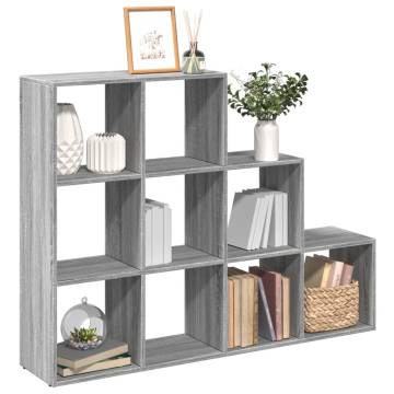  Room Divider Bookcase 3-Tier Grey Sonoma 137.5x29x103.5 cm Engineered Wood