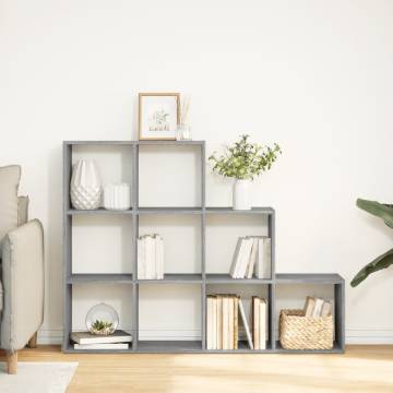  Room Divider Bookcase 3-Tier Grey Sonoma 137.5x29x103.5 cm Engineered Wood