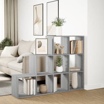  Room Divider Bookcase 3-Tier Grey Sonoma 137.5x29x103.5 cm Engineered Wood