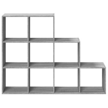  Room Divider Bookcase 3-Tier Grey Sonoma 137.5x29x103.5 cm Engineered Wood