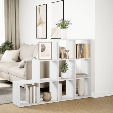  Room Divider Bookcase 3-Tier White 137.5x29x103.5 cm Engineered Wood