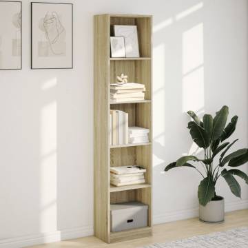  Bookcase Sonoma Oak 40x24x176 cm Engineered Wood