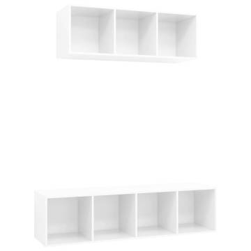 2 Piece TV Cabinet Set High Gloss White Engineered Wood