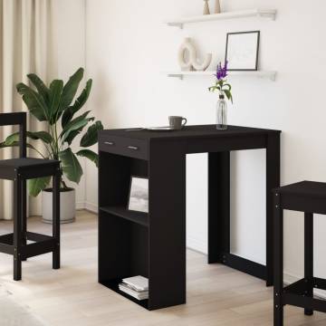  Bar Table Black 102x70x103.5 cm Engineered Wood