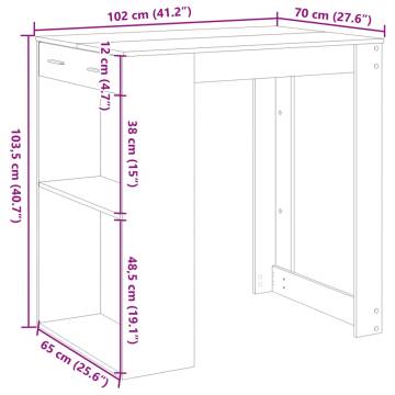  Bar Table Black 102x70x103.5 cm Engineered Wood