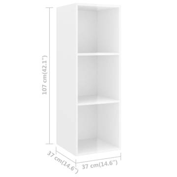 2 Piece TV Cabinet Set High Gloss White Engineered Wood