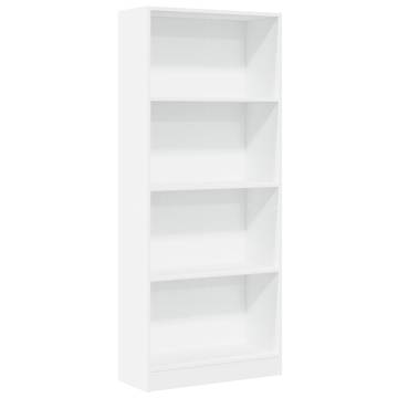  Bookcase White 60x24x143 cm Engineered Wood