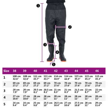  Waist Waders with Boots Black Size 40