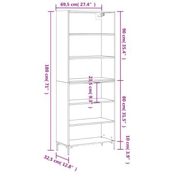 Highboard Sonoma Oak 69.5x32.5x180 cm Engineered Wood