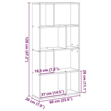  Bookcase Concrete Grey 60x20x120 cm Engineered Wood