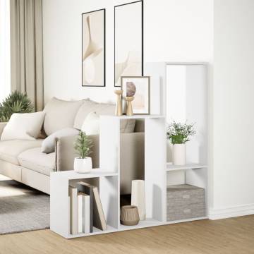  Room Divider Bookcase 3-Tier White 123x29x123 cm Engineered Wood