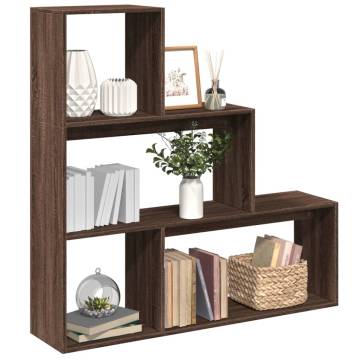  Room Divider Bookcase 3-Tier Brown Oak 123x29x123 cm Engineered Wood