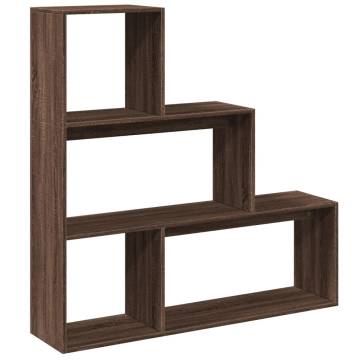  Room Divider Bookcase 3-Tier Brown Oak 123x29x123 cm Engineered Wood