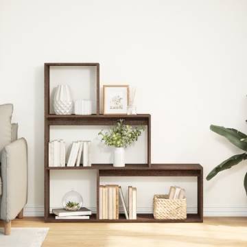  Room Divider Bookcase 3-Tier Brown Oak 123x29x123 cm Engineered Wood