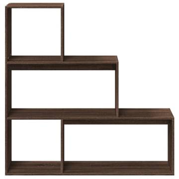  Room Divider Bookcase 3-Tier Brown Oak 123x29x123 cm Engineered Wood