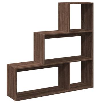  Room Divider Bookcase 3-Tier Brown Oak 123x29x123 cm Engineered Wood