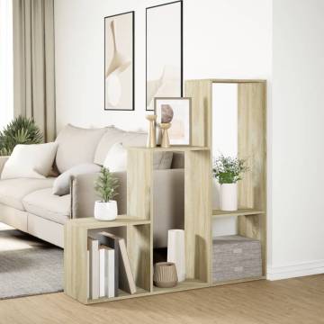  Room Divider Bookcase 3-Tier Sonoma Oak 123x29x123 cm Engineered Wood