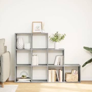  Room Divider Bookcase 3-Tier Concrete Grey 137.5x29x103.5 cm Engineered Wood